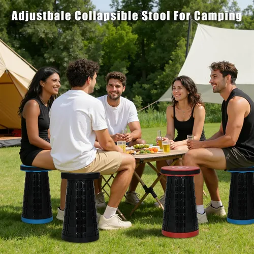 Miniatura 6 de Taburete plegable portátil, taburetes plegables retráctiles ajustables, asiento plegable mejorado para pesca al aire libre, senderismo, jardinería