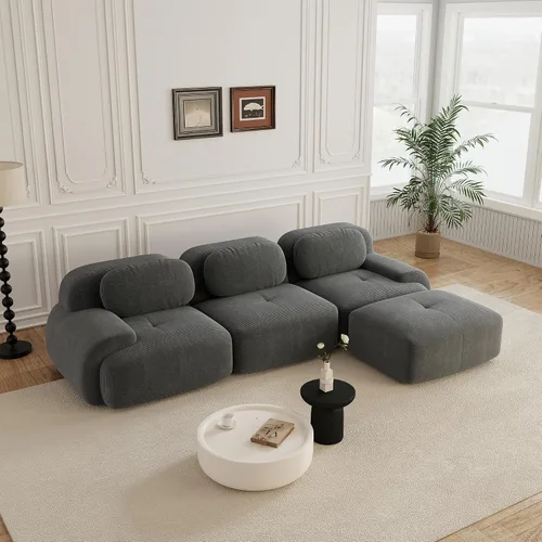 Miniatura 103 de Sofás modulares sin hueso de 152.8 pulgadas para sala de estar, sofá modular con diván en forma de L, cómodo asiento profundo tapizado de tela