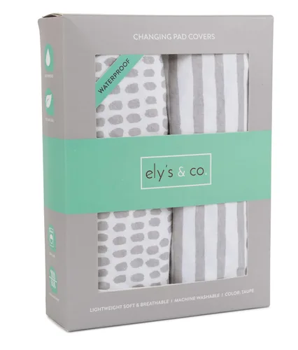 Miniatura 16 de Ely's & Co. Funda impermeable para cambiador, juego de 2 sábanas para bebé, 100 % algodón, sábanas de algodón de punto jersey con forro impermeable