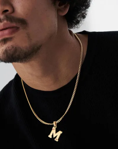 Miniatura 5 de Avotto Collar de béisbol con letra inicial de la A a la Z para niños y hombres, cadena cubana de acero inoxidable resistente que no se decolora