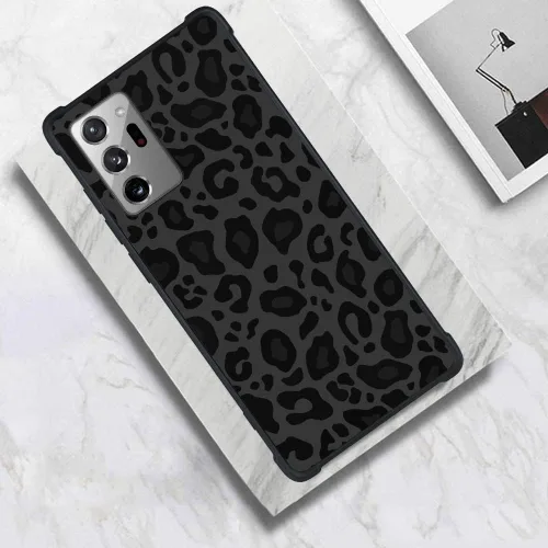 Miniatura 2 de KANGHAR Funda compatible con Galaxy Note 20 Ultra, diseño de leopardo negro, textura de neumático antideslizante, a prueba de golpes, funda