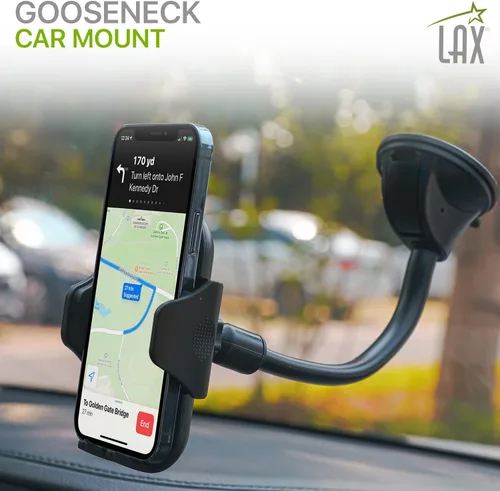 Miniatura 2 de LAX Gadgets Soporte De Teléfono De Soporte De Taza Para IPhone 13, Samsung Galaxy S20, Dispositivos GPS - Negro