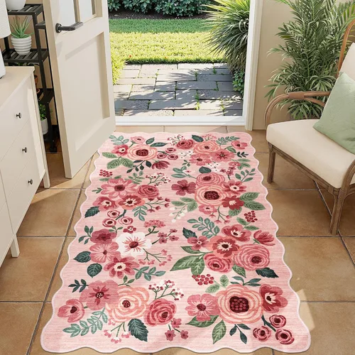 Miniatura 61 de DUKINO Alfombra de área de 6 x 9 pies, alfombra floral para sala de estar, ligera, antideslizante, lavable, alfombra de interior de pelo bajo