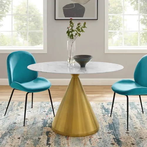 Miniatura 22 de Modway Tupelo - Mesa de comedor cuadrada de 28 pulgadas, color dorado y blanco