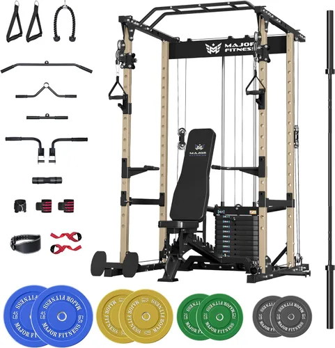 Miniatura 8 de MAJOR FITNESS Drone1 Power Cage - Rack de potencia multifunción para gimnasio en casa, estante para sentadillas, sistema de cruce de cables