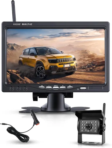 Miniatura 7 de Sistema de cámara de respaldo con cable de 7 pulgadas con rango de radar, visión nocturna IR de 1080P, impermeable IP68, súper gran angular, líneas