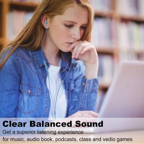 Miniatura 4 de Joymiso - Auriculares sin enredos para niños y mujeres, orejas pequeñas con funda, cómodos y ligeros, auriculares con cable plano, auriculares