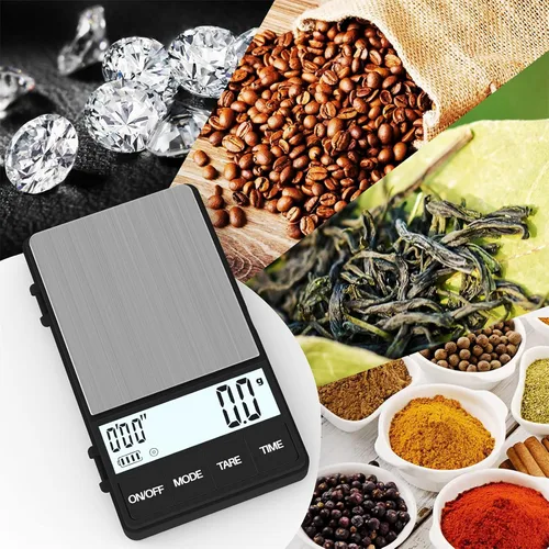 Miniatura 3 de MAXUS Báscula de café espresso con temporizador de 35.27 oz/0.00 oz, báscula barista pequeña y práctica, bandeja de goteo para preparar café, LCD