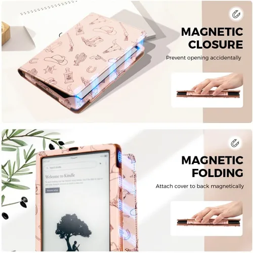Miniatura 3 de Funda de vaquero para Kindle Paperwhite de 7"/6.8" de 12ª/11ª generación, funda para libro con correa de mano para Kindle Colorsoft Signature
