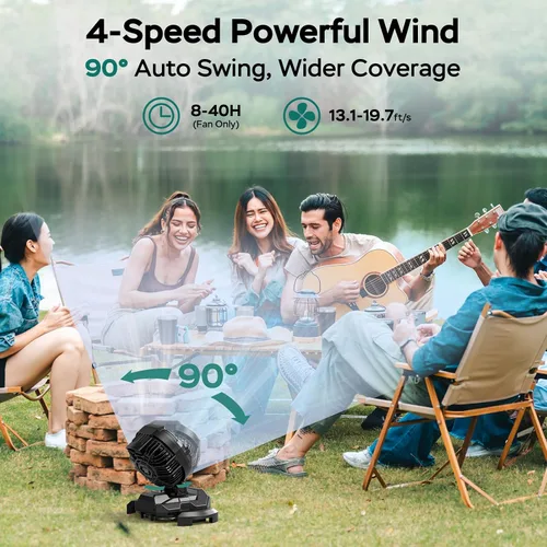 Miniatura 5 de Ventilador de nebulización portátil para patios al aire libre – Ventilador de campamento con batería recargable de 30000 mAh, 4 pulverizadores