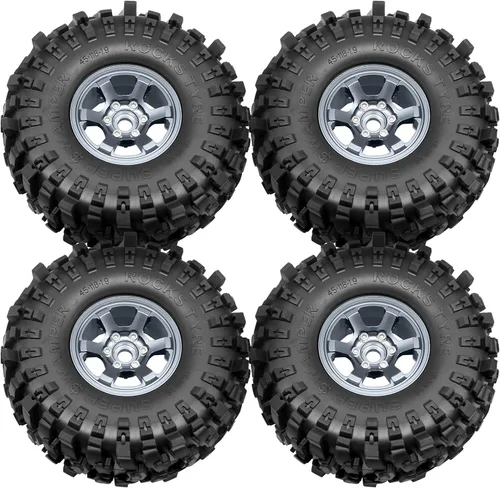 Miniatura 7 de OGRC - Neumáticos suaves de 1.9 pulgadas, aleación de aluminio hexagonal de 1.9 pulgadas, llantas Beadlock para Trx4 Trx6 Axial SCX10 SCX10 Pro gris