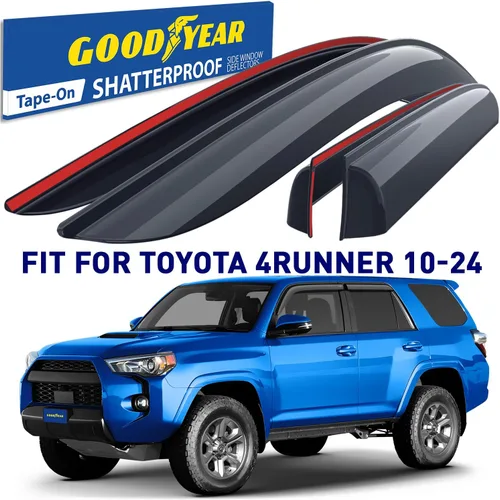 Miniatura 2 de Goodyear Deflectores de ventana lateral inastillables para Toyota 4Runner 2010-2024, protectores de lluvia con cinta, viseras de ventana