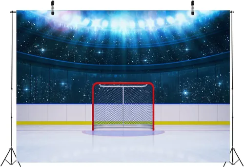 Miniatura 4 de BELECO Telón de fondo de estadio de hockey sobre hielo de 5 x 3 pies, portería de hockey, arena, escenario, juegos, aficionados, hockey