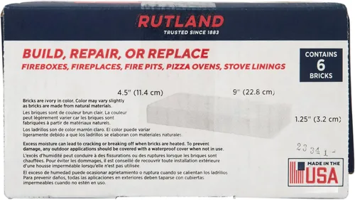 Miniatura 9 de Rutland - Ladrillos refractarios para chimeneas de leña y estufas de leña, calor nominal para uso residencial, color marfil, caja de 6