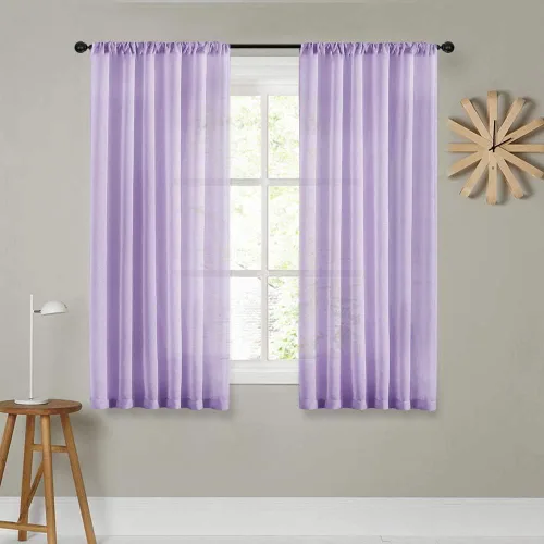 Miniatura 27 de MRTREES Cortinas transparentes de Aqua Blue, para cocina, de 36 pulgadas de longitud, cortinas transparentes de gasa con filtro de luz, cortinas