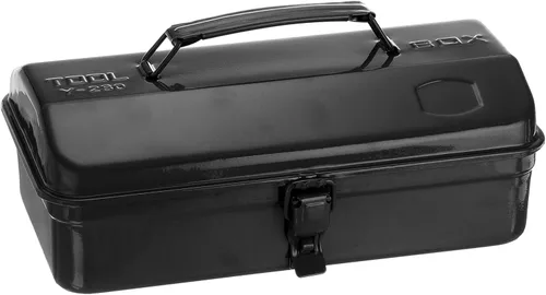 HARFINGTON Caja de Herramientas 11.4" Caja de Herramientas de Acero Portátil Estilo Techo de Cadera con Cierre de Pestillo de Metal Cofre de Negro