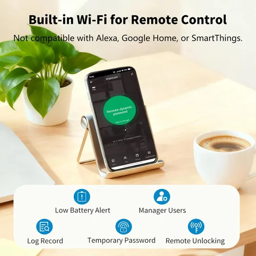 Miniatura 4 de EIYSIE Cerradura de puerta inteligente WiFi, cerradura de huellas dactilares de doble cara, cerradura de puerta de entrada sin llave con teclado