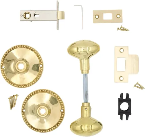 Miniatura 5 de The King's Bay Large Round Beaded Passage Set in Polished Brass - Select Door Knobs (Glass)