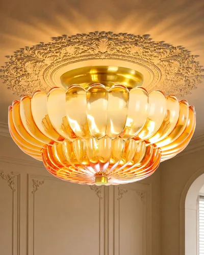 Miniatura 20 de Luces de Techo Semiempotradas Lámpara de Techo de Cristal Marrón Candelabros Base Negra Iluminación Moderna Accesorio de Luz Adecuado para Sala