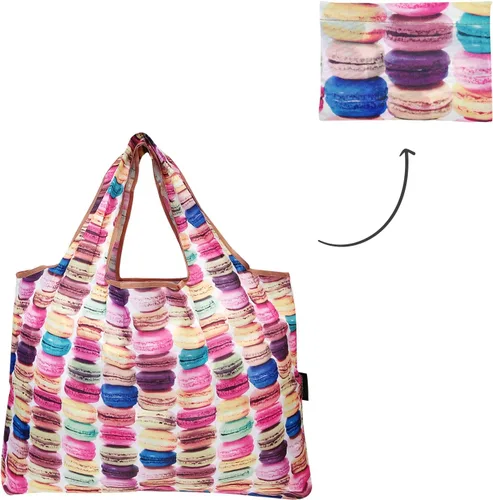 Miniatura 6 de alldyrew - Bolsa plegable para compras, reutilizable de nailon grande, 3 unidades Deliciosos alimentos