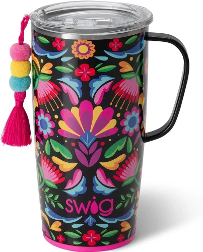 Miniatura 46 de Swig Life Taza de Viaje de 18 oz, Vaso Aislante con Asa y Tapa, Taza de Café de Viaje, Compatible con Portavasos, Acero Inoxidable, Vaso de 18 oz