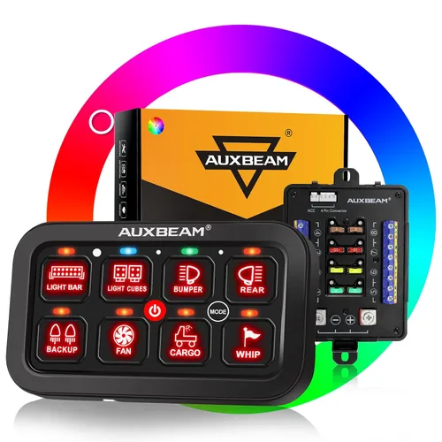 Miniatura 11 de Auxbeam Panel de interruptor de 6 bandas BC60, caja de sistema de relé de control de circuito universal con interruptor LED de encendido y apagado