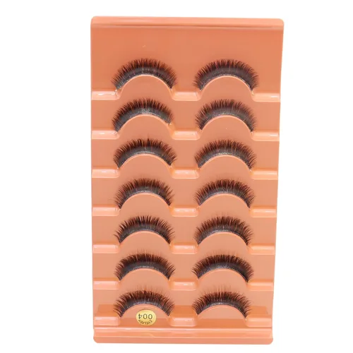 Miniatura 7 de DAODER - Pestañas postizas cortas y gruesas de visón de 0.394 pulgadas, aspecto natural, banda fina, suave, rizo D, 7 pares (004 cortas gruesas)