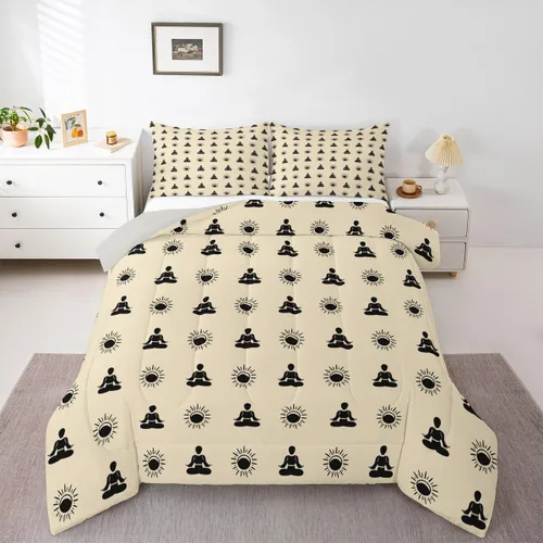 Miniatura 21 de Erosebridal Yoga Gifts Comforter Set for Kids Boys Girls Yoga Chakras Bedding Sun and Moon Duvet Set Boho Tribal Comforter Twin with 1 Pillowcase