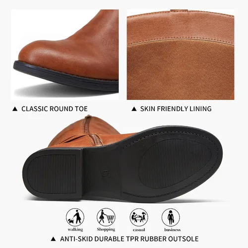 Miniatura 5 de Vepose - Botas de equitación 49 para mujer, botas altas hasta la rodilla, botas de pantorrilla con hebilla