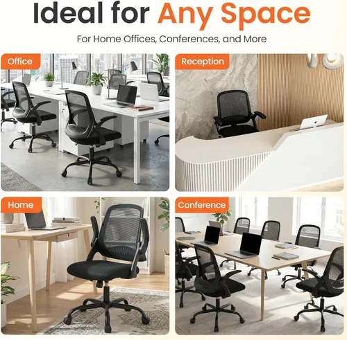 Miniatura 7 de NEO CHAIR Silla de oficina para videojuegos, silla ergonómica de malla con brazos abatibles, cómodo soporte lumbar, altura ajustable, ruedas Todo
