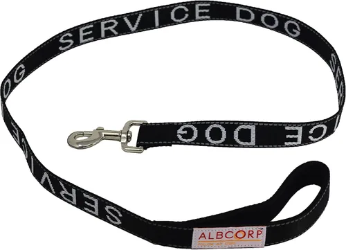 Miniatura 3 de Albcorp Correa para perro de servicio, bordada, con mango acolchado de neopreno e hilos reflectantes, 4 pies, para arneses, chalecos o collares