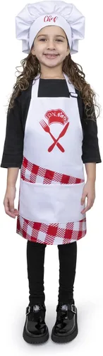 Miniatura 2 de Dress Up America Juego de delantal para niños, sombrero de chef y delantal para cocinar y hornear, disfraz de chef