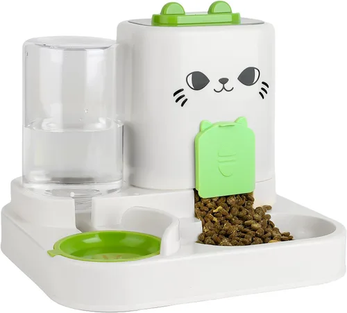 Comedero y dispensador de agua 2 en 1 por gravedad para gatos y perros - Estación de comida para gatos de gran capacidad con cuenco de agua, apto