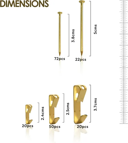 Miniatura 2 de Kit de 184 piezas para colgar cuadros, ganchos de pared y ganchos de pared para colgar, 20 libras, 30 libras, 50 libras con ganchos de metal y 184