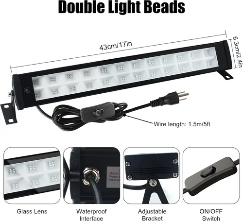 Miniatura 2 de Barras de luz negras de 50 W, impermeables, portátiles, 395-405 nm, luces negras LED UV con enchufe+interruptor de encendido/apagado+cable de 5 pies