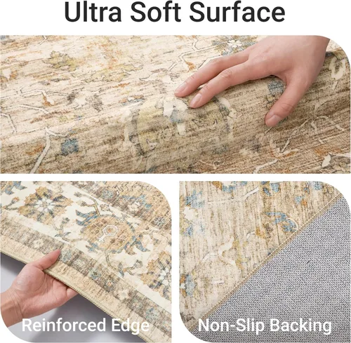 Miniatura 3 de befbee Alfombras de 6x9 pulgadas para sala de estar - Alfombras lavables a máquina resistentes a las manchas para dormitorio, alfombra de área