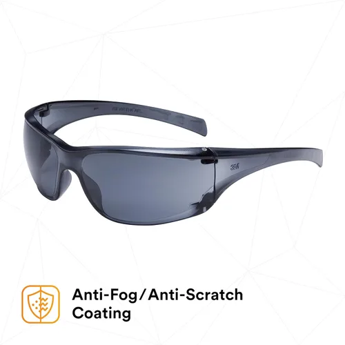 Miniatura 5 de 3M Anteojos de seguridad, Virtua AP, 1 par, ANSI Z87, antiniebla, revestimiento antiarañazos, lente gris, montura gris, protectores laterales