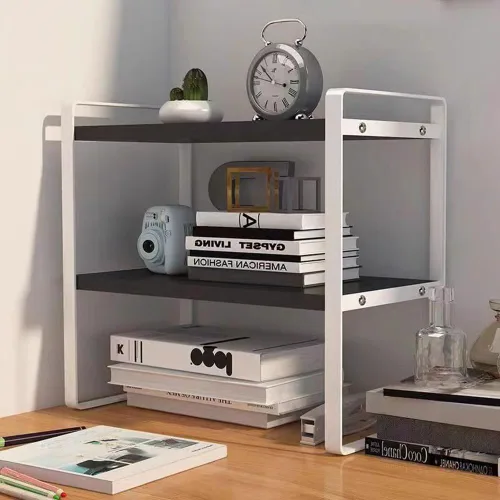 Miniatura 4 de Hbluefat Estante organizador de escritorio, 2 niveles, multiusos, estante de almacenamiento de mesa, pequeño estante de almacenamiento de encimera