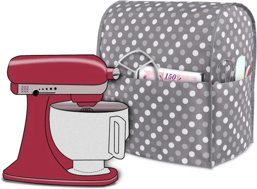 Funda protectora Luxja compatible con batidora de 4.5 cuartos y 5 cuartos de galón, funda de tela con bolsillos para batidora y accesorios Gris