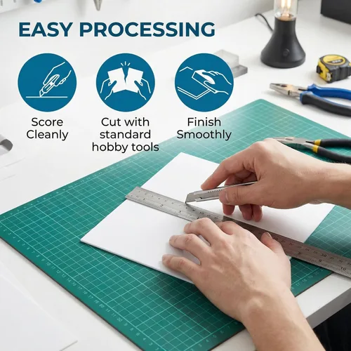 Miniatura 9 de Hiceeden Paquete de 6 láminas de plástico ABS de 12 x 16 x 0.06 pulgadas, hojas de plástico flexible moldeables, hojas de plástico ABS