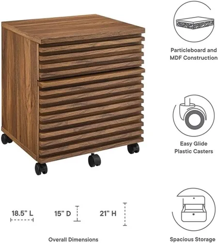 Miniatura 10 de Modway EEI-5704-WAL Archivador de madera, nogal