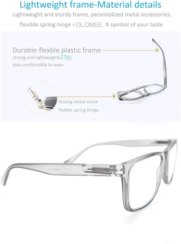 Miniatura 5 de Gafas de Lectura con Bloqueo de Luz Azul Hombres Grandes Cuadradas Sobredimensionadas de Ajuste Amplio Trampas para Hombres con Cabeza/Cara Grande