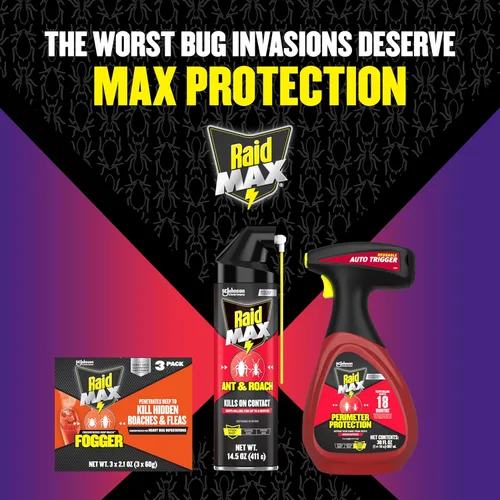 Miniatura 7 de Raid Max Fogger, insecticida para mosquitos, hormigas, cucarachas, arañas, pulgas, para uso en interiores, 2.1 onzas, 3 unidades (paquete de 1)
