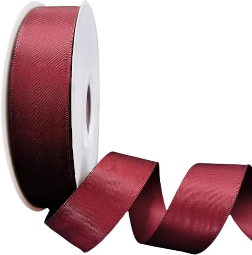 Abbaoww Cinta de satén color burdeos de doble cara continua de 50 yardas, 1/2 pulgada para envolver regalos, bodas, decoración de Navidad, lazos,