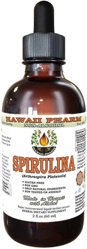 Hawaii Pharm Extracto líquido sin alcohol de espirulina, grado profesional, espirulina hecha a mano en lotes pequeños (Arthrospira platensis),