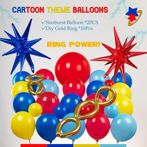 Miniatura 4 de KOZEE Kit de arco de guirnalda de globos rojos, azules y amarillos, 140 unidades, color primario con globos de estrella para caricaturas, carnaval