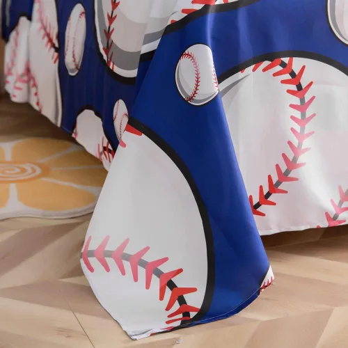 Miniatura 4 de ADASMILE A & S - Juego de sábanas de béisbol para niños y adolescentes, tamaño individual, con impresión 3D de pelota azul, sábanas deportivas