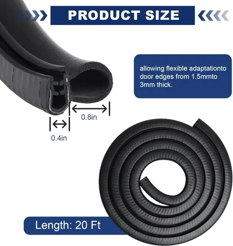 Miniatura 2 de Storystore Sello de Goma para Puerta de Coche Automotriz 6.1M Tira de Sellado de Borde de Puerta de Coche con Sello Lateral para Puertas de Coche