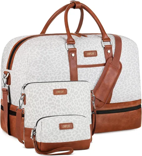 Miniatura 127 de IBFUN Bolsas de fin de semana para mujer, bolsa grande de lona para viaje, bolsa de viaje con compartimento para zapatos, 21 pulgadas, juego de 3