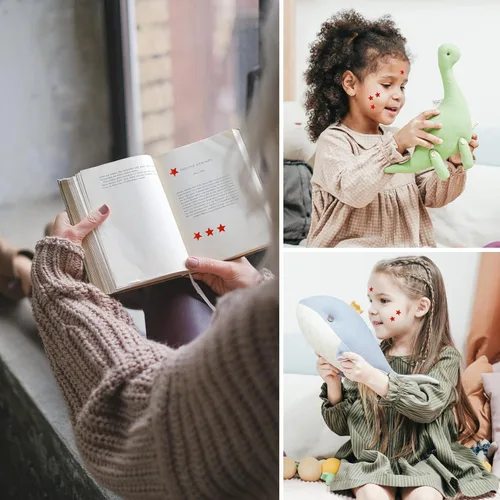 Miniatura 5 de Calcomanías de estrella roja de 0.3 pulgadas de diámetro, 4320 piezas, 40 hojas, calcomanías de recompensa para niños, ideales para gráficos de Rojo